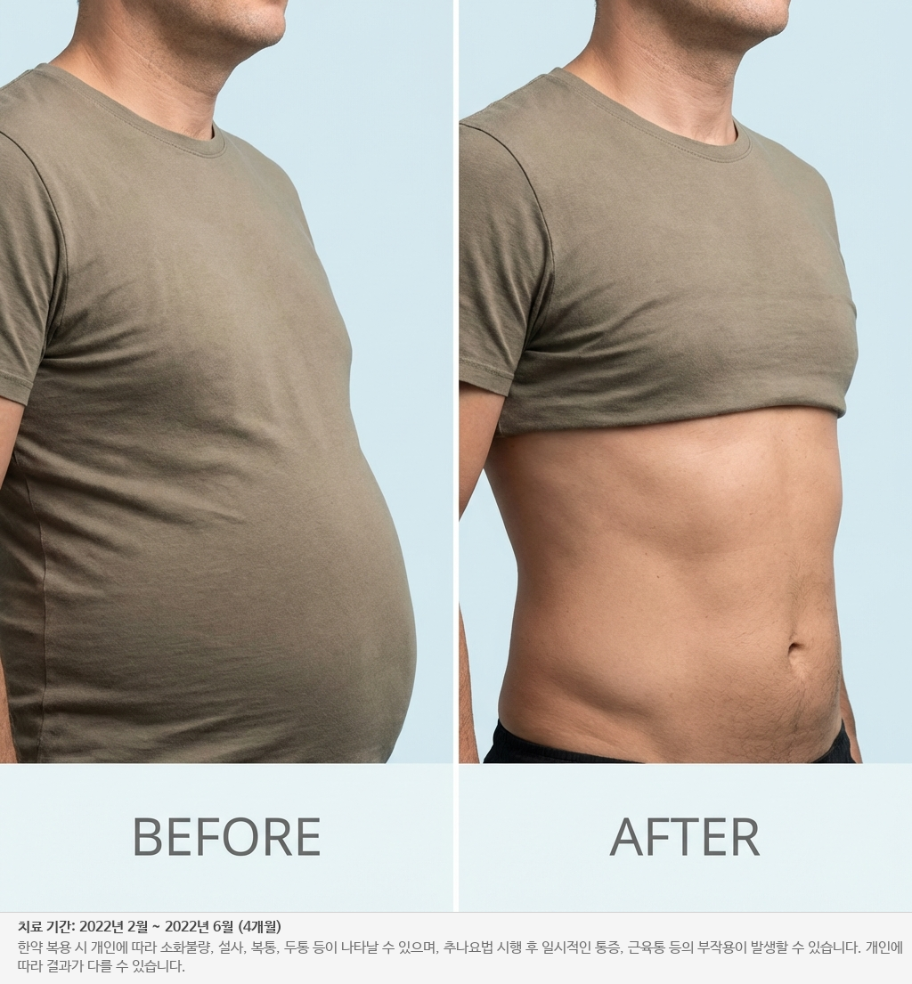남성 뱃살 전후