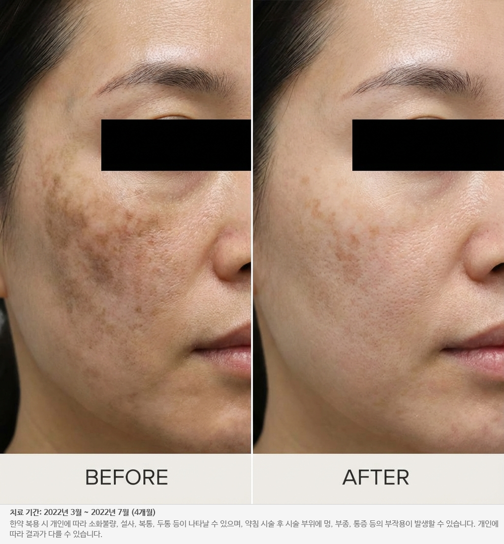 기미 잡티 치료 전후